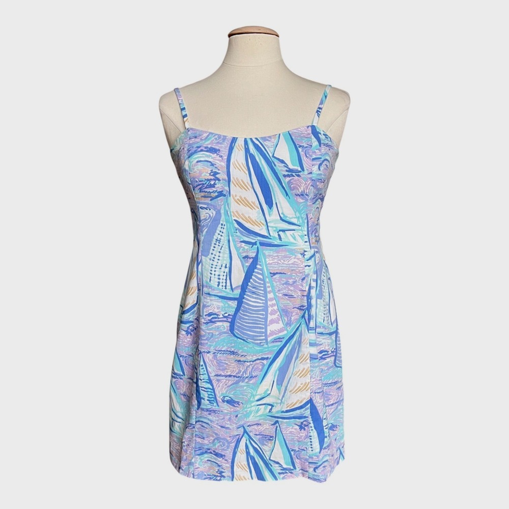 Lilly Pulitzer Sailboat Spaghetti Mini Dress Size 6 Shelli Aboat‎ Time Tropical